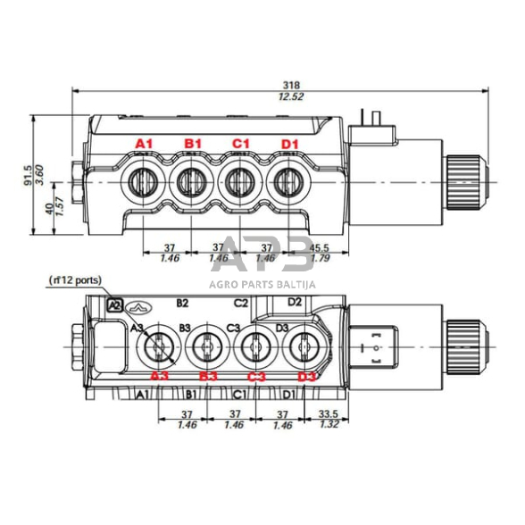 Elektrinis hidraulinis vožtuvas DFE110 12/2, 12 Vdc 1/2 , DFE110001 2