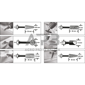 Frezų medžiui ir metalui rinkinys (6vnt)