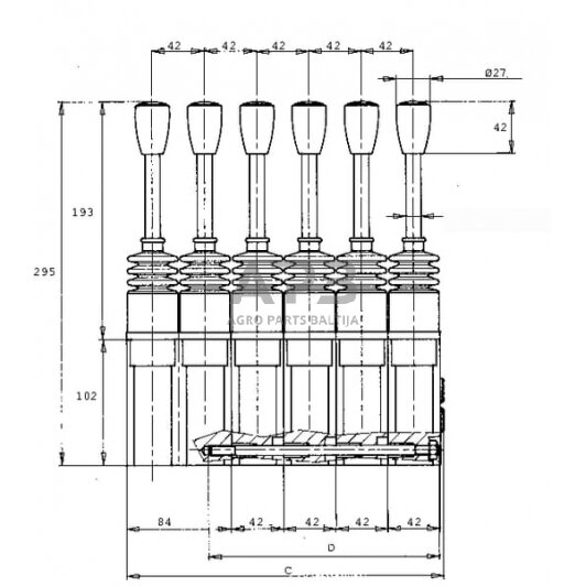 Frontalinio krautuvo valdymo svirtis SV30/2-B/01G-001A, SV302B01G 1