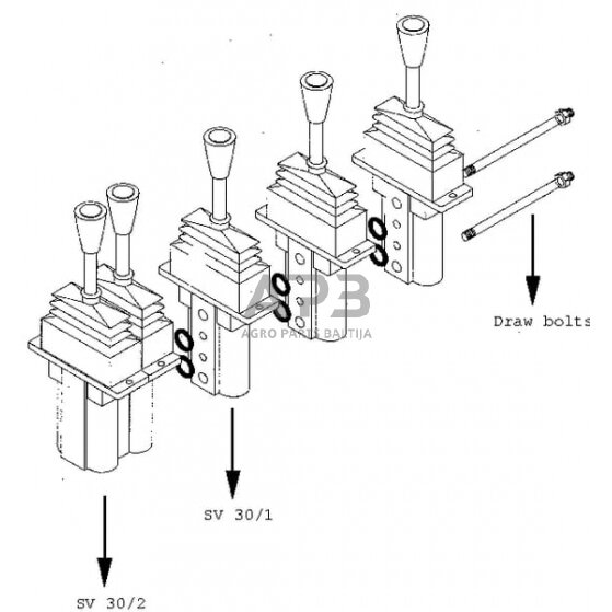 Frontalinio krautuvo valdymo svirtis SV30/2-B/01G-001A, SV302B01G 3