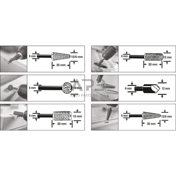 Frezų medžiui ir metalui rinkinys (6vnt) 1