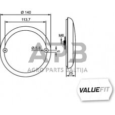 Galiniai žibintai LED, apvalus, 10/30V, raudona/gintarinė, Ø 140mm, 20 LED, Hella ValueFit 2SD357026001