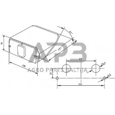 Galinis žibintas dešininis stačiakampis, 12V, raudona/gintarinė, 212x155mm Cobo 02529000