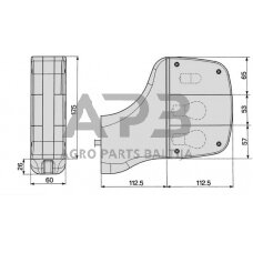 Galinis žibintas dešininis stačiakampis, raudona/gintarinė, 112x175mm AMP kištukas, Cobo 04311000