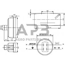 Galinis žibintas dešininis stačiakampis, raudona/gintarinė, 185x85mm AMP kištukas, Cobo 02487000