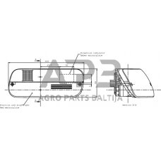 Galinis žibintas dešininis stačiakampis, raudona/gintarinė, 262x99x152mm Cobo 021000000