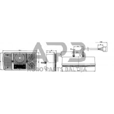 Galinis žibintas dešininis stačiakampis, skaidrus/gintarinė/raudona, 189.5x97mm AMP kištukas, Cobo 02106400