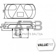 Galinis žibintas kairinis LED, stačiakampis, 12V, 296x45x142mm, Hella ValueFit 2VP357016011