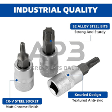 Galvučių su antgaliu rinkinys 3/8" (T-10-T-60)(torx) 9vnt.