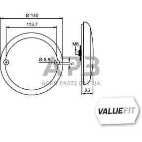 Galiniai žibintai LED, apvalus, 10/30V, raudona/gintarinė, Ø 140mm, 20 LED, Hella ValueFit 2SD357026001