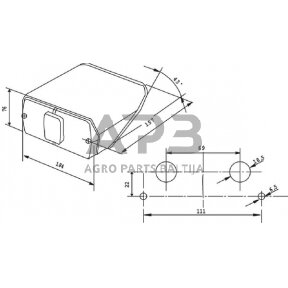 Galinis žibintas dešininis stačiakampis, 12V, raudona/gintarinė, 212x155mm Cobo 02529000