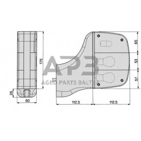 Galinis žibintas dešininis stačiakampis, raudona/gintarinė, 112x175mm AMP kištukas, Cobo 04311000