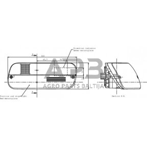 Galinis žibintas dešininis stačiakampis, raudona/gintarinė, 262x99x152mm Cobo 021000000