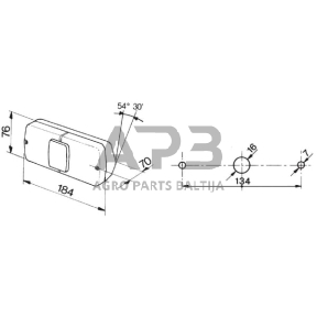 Galinis žibintas kairinis stačiakampis, 12V, raudona/gintarinė, 184x76mm, 4 kontaktų, Cobo 02368000