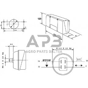 Galinis žibintas kairinis stačiakampis, raudona/gintarinė, 280x120mm AMP kištukas, Cobo 02256000