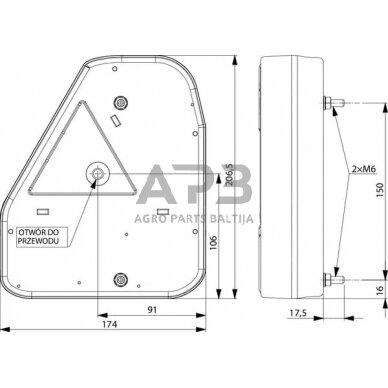 Galinis žibintas dešininis stačiakampis, 12/24V, 206x54.5x174mm, gopart LA45009 2