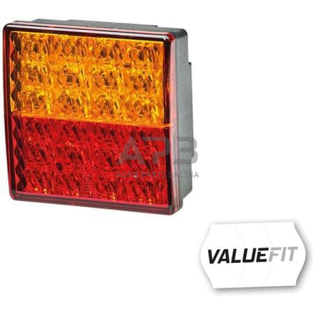 Galiniai žibintai LED, kvadratas, 12V, raudona/gintarinė, 80x33.7x80mm, Hella ValueFit 2SD357029001 5