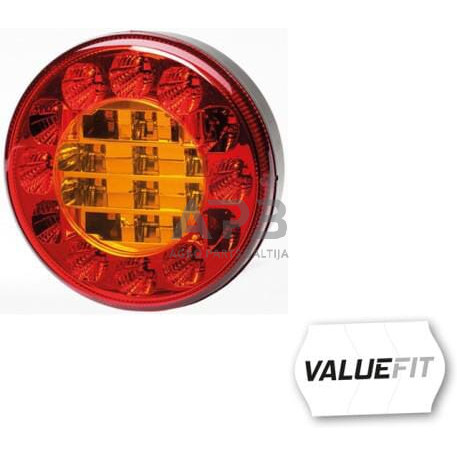 Galiniai žibintai LED, apvalus, 10/30V, raudona/gintarinė, Ø 122mm, 24 LED, Hella ValueFit 2SD357027001