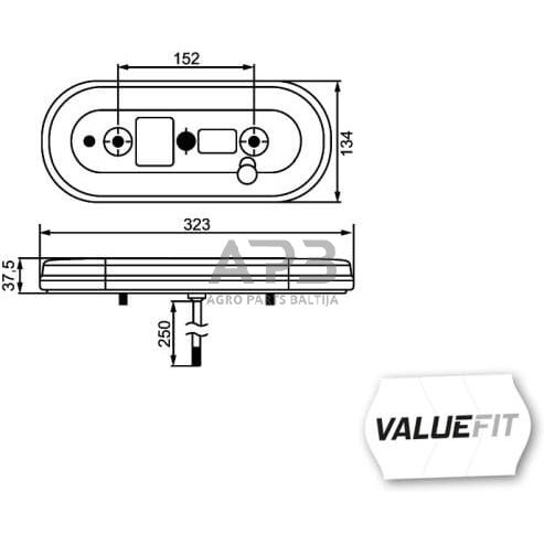 Galinis žibintas kairinis LED, stačiakampis, 10/30V, 323x38x134mm, Hella ValueFit 2VP357017011 6