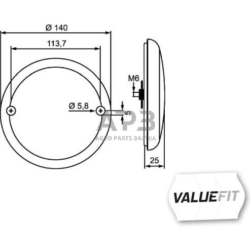 Galiniai žibintai LED, apvalus, 10/30V, raudona/gintarinė, Ø 140mm, 20 LED, Hella ValueFit 2SD357026001 1