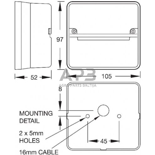 Galinis žibintas kvadratas, 12V, gintarinė/raudona, 105x97x52mm, Britax TOR2474 1