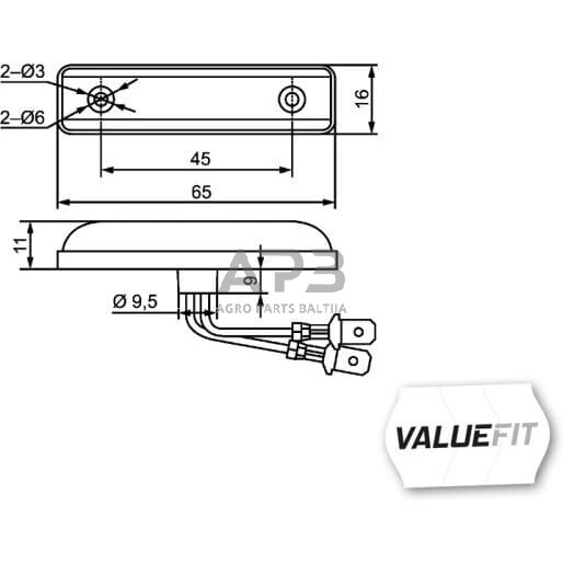 Galiniai žibintai LED, stačiakampis, 24V, raudona, 65x11x16mm, Hella ValueFit 2TM357010111 6