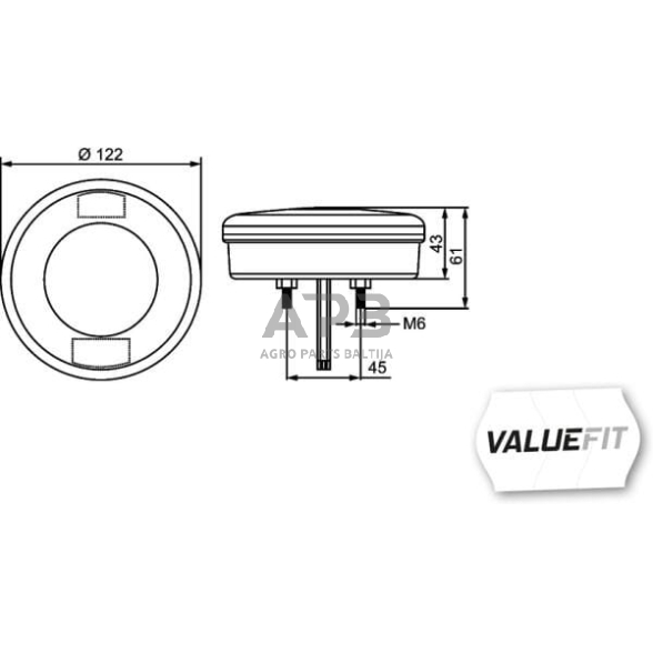 Galiniai žibintai LED, apvalus, 10/30V, raudona/gintarinė, Ø 122mm, 24 LED, Hella ValueFit 2SD357027001 1