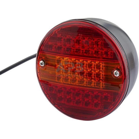 Galiniai žibintai LED, apvalus, 24V, raudona/oranžinė, Ø 140mm, 42 LED, Hella 2SD001685347