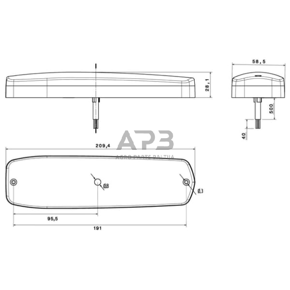 Galiniai žibintai LED, stačiakampis, 12/24V, Hella 2SK343910037 1