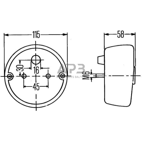 Galinis žibintas apvalus, 12V, raudona/gintarinė Ø 115mm, Hella 2SE001679051 5