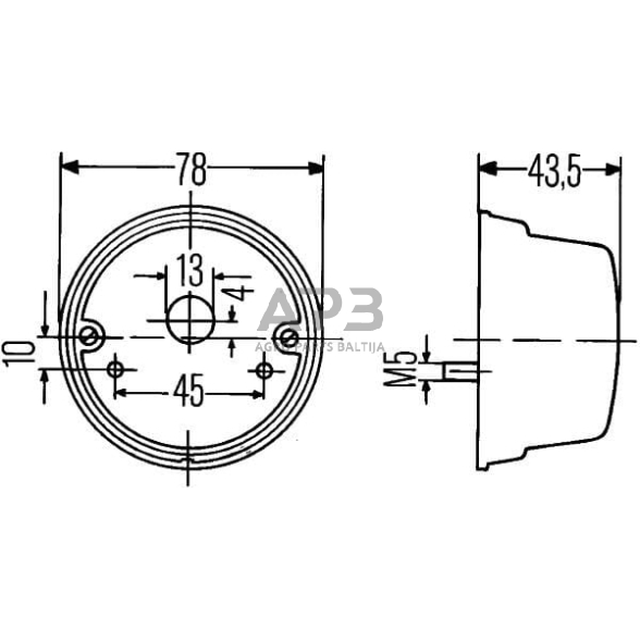 Galinis žibintas apvalus, 12V, raudona/oranžinė, Ø 78mm, Hella 2SB001259261 6