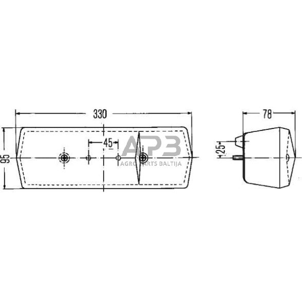 Galinis žibintas dešininis stačiakampis, 12/24V, gintarinė/raudona, 330x78x95mm, Hella 2SD001688141 5