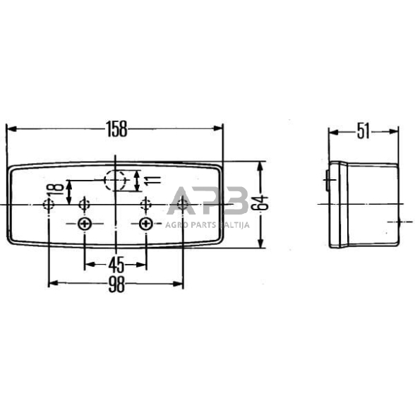 Galinis žibintas dešininis stačiakampis, 12/24V, raudona/gintarinė 158x51x64mm, Hella 2SE997111021 6