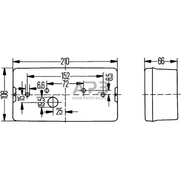 Galinis žibintas dešininis stačiakampis, 12/24V, raudona/oranžinė, 210x66x108mm, Hella 2SD006040041 6