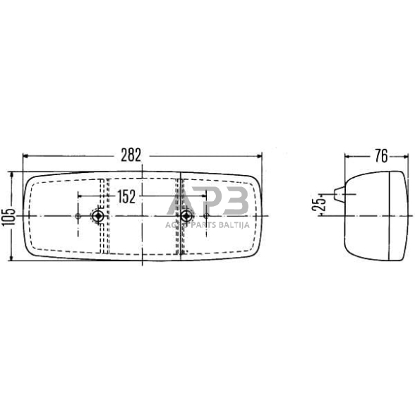 Galinis žibintas dešininis stačiakampis, 12/24V, raudona/oranžinė, 282x76x105mm, Hella 2SD001699061 6