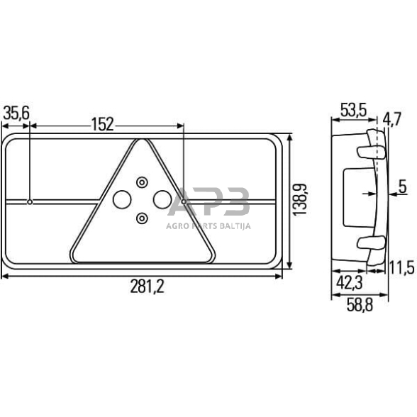Galinis žibintas dešininis stačiakampis, 12V, 281x53.5x138.9mm, Hella 2VB341032141 6