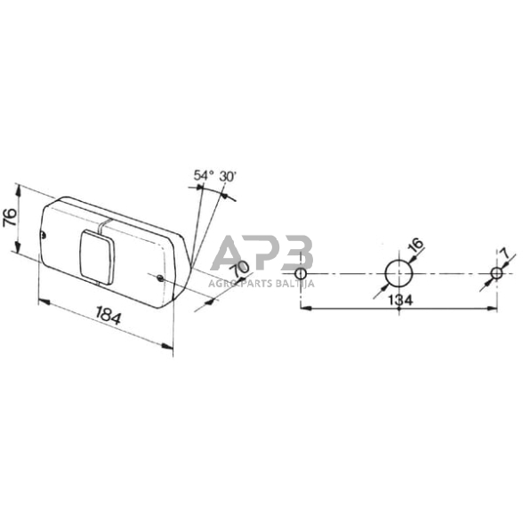 Galinis žibintas dešininis stačiakampis, 12V, raudona/gintarinė, 184x76mm, 4 kontaktų, Cobo 02369000 1