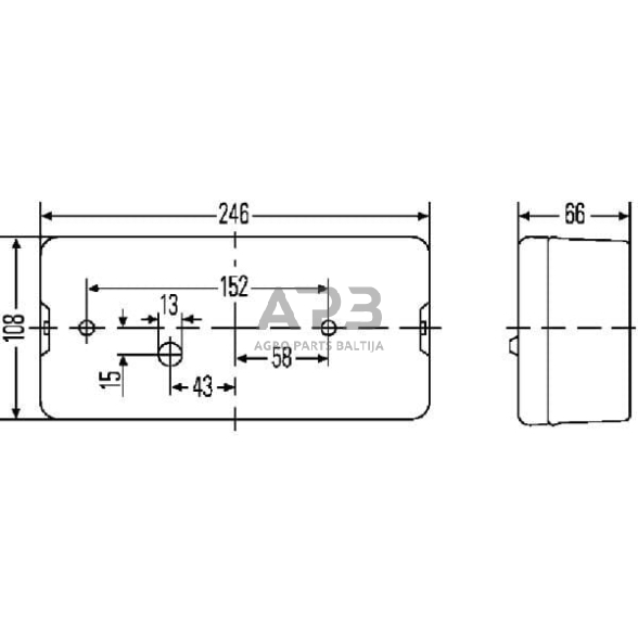 Galinis žibintas dešininis stačiakampis, 12V, raudona/gintarinė, 246x66x108mm, Hella 2SL007547061 6