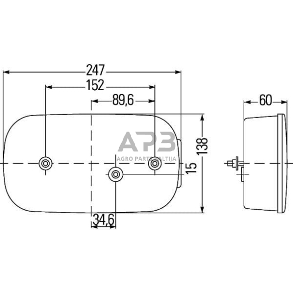 Galinis žibintas dešininis stačiakampis, 12V, raudona/gintarinė, 247x138mm, Hella 2VB998232221 5