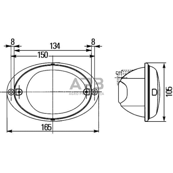 Galinis žibintas kairinis apvalus, 12/24V, raudona/gintarinė, 165x  Hella 2SD343130397 5