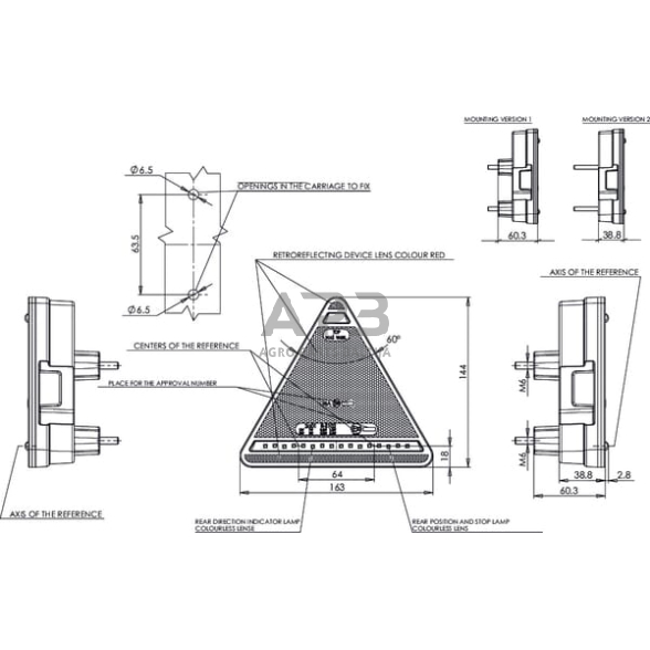 Galinis žibintas kairinis LED, 12/24V, raudona, 60.3x163mm, 1400300324 5