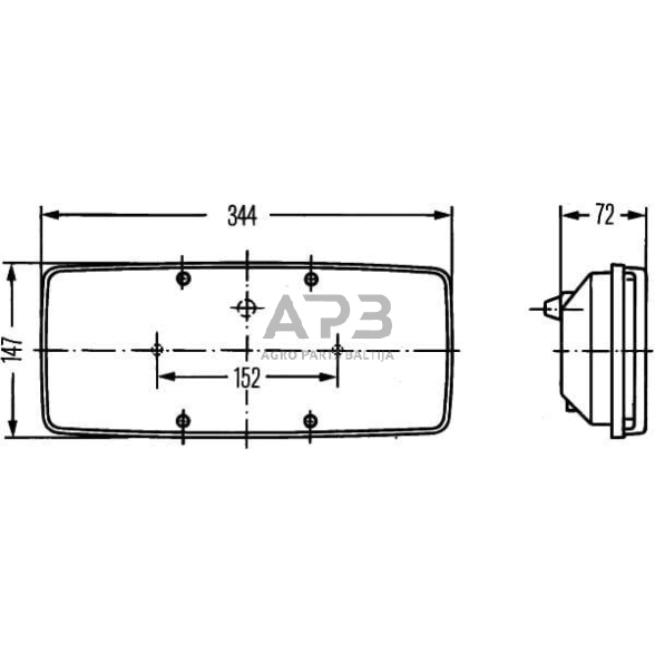 Galinis žibintas kairinis stačiakampis, 12V, raudona/oranžinė, 344x147mm, Hella 2SD003167011 2