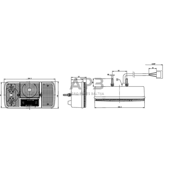 Galinis žibintas kairinis stačiakampis, skaidrus/gintarinė/raudona, 189.5x97mm Cobo 021065000 1