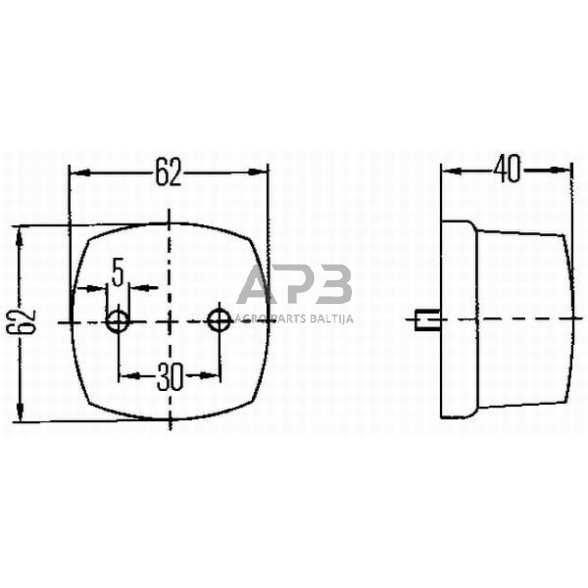 Galinis žibintas kvadratas, 12/24V, raudona, 62x40x62mm, Hella 2SA003057021 6