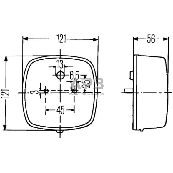 Galinis žibintas kvadratas, 12/24V, raudona/oranžinė, 121x56x121mm, Hella 2SE002578701 6