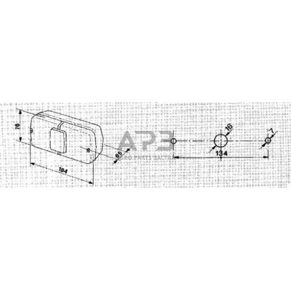 Galinis žibintas stačiakampis, 12V, raudona/gintarinė, 184x76mm AMP kištukas, Cobo 02430000 2