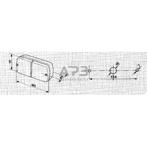 Galinis žibintas stačiakampis, 12V, raudona/gintarinė, 184x76mm AMP kištukas, Cobo 02431000 2