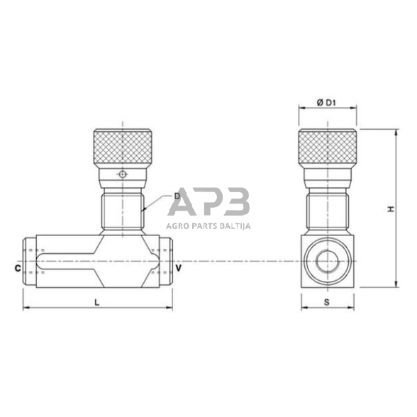 Grįžtamasis vožtuvas VRFU90°, G1/4", C056V0581 2