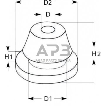 Guminė korpusinė įvorė 2x6x1.5mm KB2302 1