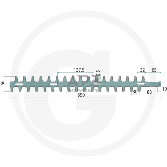 Gyvatvorės žirklių peilis Shindaiwa AH 231, AH 242, AH 243 S, AH 2510, AHS 231, AHS 242, AHS 2510, SBA-AHS 2422, SBA-AH 2422, X411001151, X411001150, 18500-50102, 1850050102 590,00 mm 1